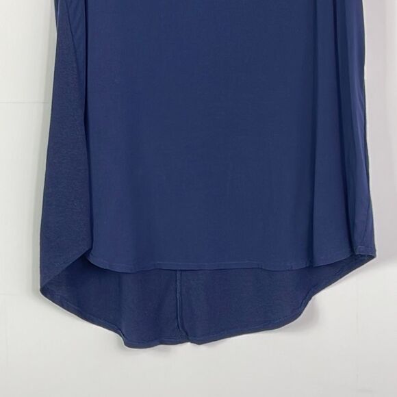 GAP NWT Navy Blue Mixed Media Sleeveless Top, hi/low hem, Small - Picture 2 of 11